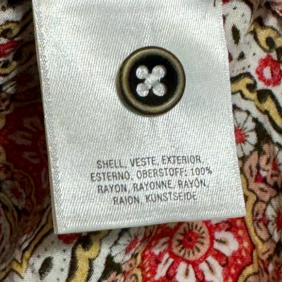 Maeve | Anthropologie Mandala Henley Boho V-Neckline Mixed Print Blouse Top - Picture 12 of 13